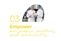 An illustration of the third pillar of our CSR strategy: Empowering our employees, partners and communities